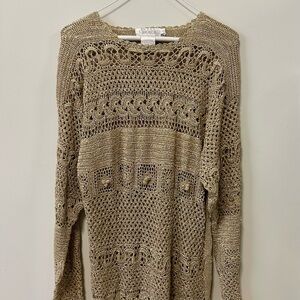 Beta’s Choice Women's Crochet Knit Sweater - Gold